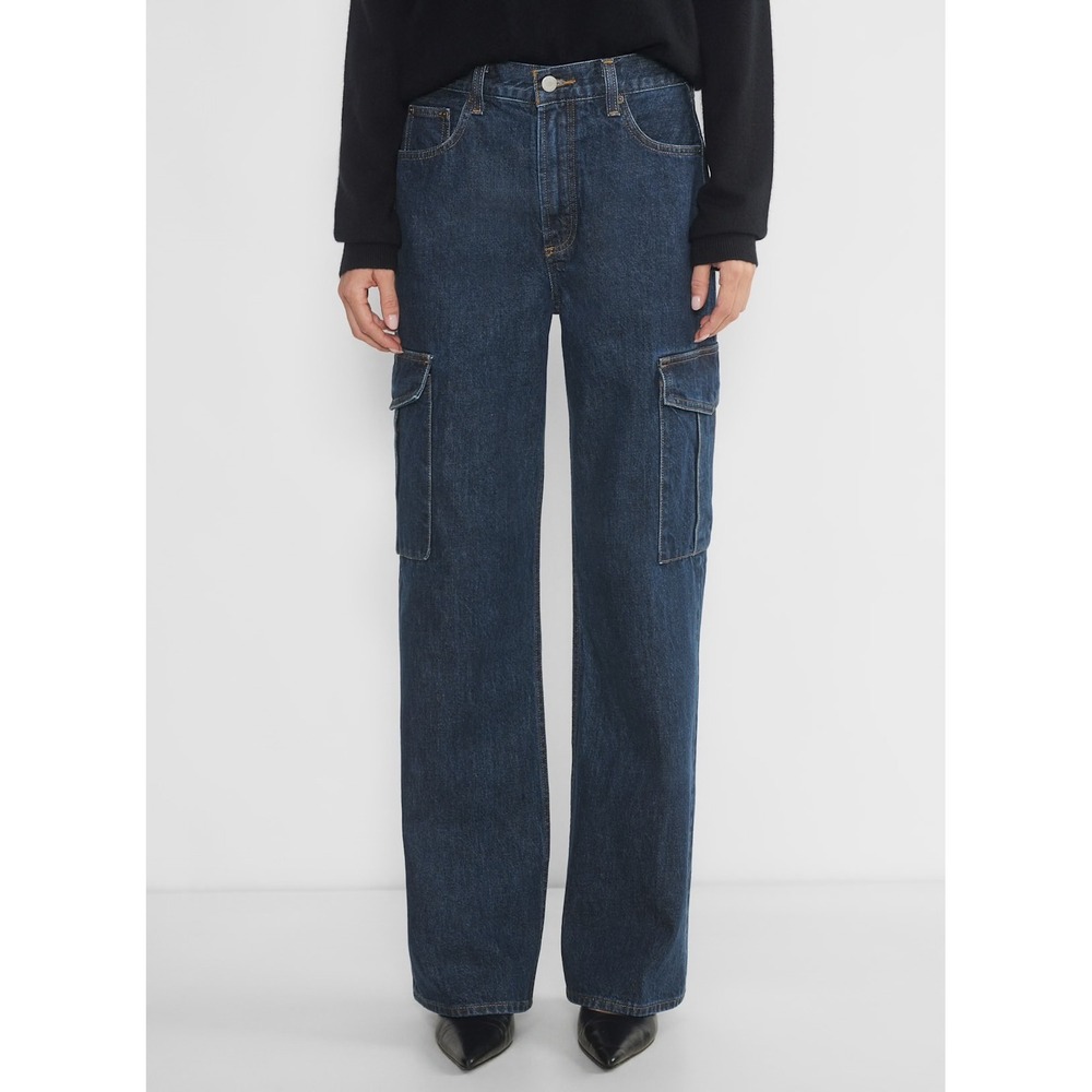 Aritzia Denim Forum The Farrah Hi-Rise Wide Cargo Jeans Blue 27 Denim Minimalist